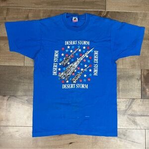 Vintage Operation Desert Storm Short Sleeve Graphic T Shirt Size L Blue Fruit